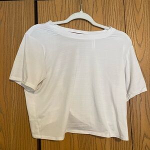 Fabletics White Short Sleeve Tee Open Back